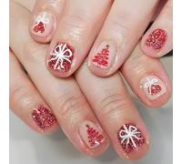 MZRAN Lot de faux ongles carrés courts à presser avec flocons de neige pour fêtes et rassemblements de Noël