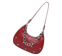 MZRAN Petit sac à bandoulière pratique avec rivets uniques pour les aisselles, sac à main élégant pour les trajets et les sorties décontractées avec chaîne, Rouge, One Size