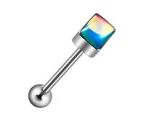 MZRAN Piercing de langue rectangulaire unique et élégant - Design tendance - En acier inoxydable - Élégant piercing de langue, taille unique, Comme décrit, Comme décrit.