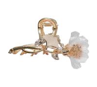 MZRAN Pince à cheveux en forme de fleur brillante - Grande pince à cheveux - Avec strass brillants - Feuille de ginkgo