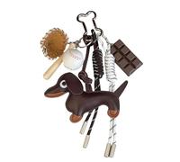 MZRAN Porte-clés pour femmes et filles, porte-clés vintage en forme de basset, style unique, matériau PU robuste, pendentif Elkegant pour sac à main et clés, décoration quotidienne, Caff., Dog