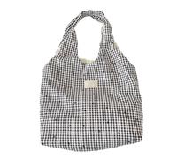 MZRAN Sac à bandoulière décontracté à motif de cœur à carreaux, sac à main léger, sangle confortable, sac décontracté pour les navetteurs quotidiens essentiels, Squa noir et blanc, One Size
