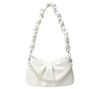 MZRAN Sac à bandoulière tendance en cuir PU plissé pour femme avec poignée en perles et sangle réglable, b, One Size