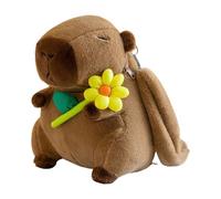 MZRAN Sac à dos en peluche avec motif animal de dessin animé, sac à bandoulière décontracté avec sangle réglable pour femmes et filles, cadeau pour amoureux de Capybara, Blossom Money