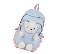 MZRAN Sac d'école motif ours de dessin animé pour adolescents - Sac à dos tendance pour ordinateur portable - Tissu en nylon - Plusieurs poches fonctionnelles pour campus - Léger et pratique, b