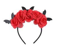 MZRAN Serre-tête à fleurs pour déguisement de fée, accessoires de cosplay, coiffe de diable avec rose noire, tenue de fête pour garçons et filles