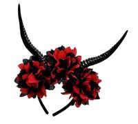 MZRAN Serre-tête léger en résine avec corne antilope pour Halloween - Décoration de cheveux pour enfants et adultes - Coiffe florale sur le thème d'Halloween