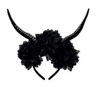 MZRAN Serre-tête léger en résine avec corne antilope pour Halloween - Décoration de cheveux pour enfants et adultes - Coiffe florale sur le thème d'Halloween