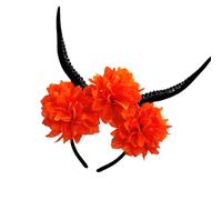 MZRAN Serre-tête léger en résine avec corne antilope pour Halloween - Décoration de cheveux pour enfants et adultes - Coiffe florale sur le thème d'Halloween