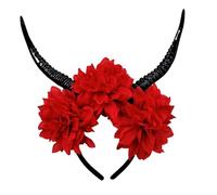 MZRAN Serre-tête léger en résine avec corne antilope pour Halloween - Décoration de cheveux pour enfants et adultes - Coiffe florale sur le thème d'Halloween