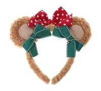 MZRAN Serre-tête oreilles d'ours en peluche pour femmes et filles avec nœud papillon accessoire de costume pour Halloween, Noël