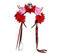 MZRAN Serre-tête réglable en forme de tête de mort avec mains squelettes florales pour Halloween, pour femmes, hommes, enfants, accessoires de fête d'Halloween