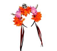 MZRAN Serre-tête réglable en forme de tête de mort avec mains squelettes florales pour Halloween, pour femmes, hommes, enfants, accessoires de fête d'Halloween