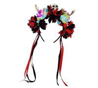 MZRAN Serre-tête réglable en forme de tête de mort avec mains squelettes florales pour Halloween, pour femmes, hommes, enfants, accessoires de fête d'Halloween