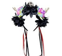 MZRAN Serre-tête réglable en forme de tête de mort avec mains squelettes florales pour Halloween, pour femmes, hommes, enfants, accessoires de fête d'Halloween