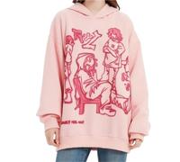 MZRAN Sweat à capuche pour femme Y2K Graffiti Couleur Hip Hop Couple Style Pull Top Imprimé Dessin animé Pull à capuche, rose, 4-6