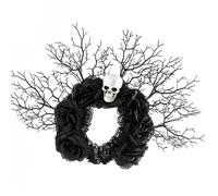 MZRAN Tête de mort rose en résine pour costumes d'Halloween, fêtes à thème sombre, styles en dentelle, accessoires pour cheveux, bandeaux gothiques à fleurs noires