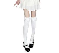 MZSKLW Bas Dentelle Women Socks Spring Summer Sweet Style Cute Kawaii Mullet Lace Soild Color Mid-tube Knee High Like(C)