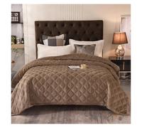 MZSKLW Couvre-lit matelassé en velours épais respirant à carreaux pour lit double Café clair 1 pièce 240 x 260 cm