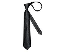 MZSKLW Cravate Noire Cravates classiques en soie noire unie for homme, mouchoir, boutons de manchette, broche, accessoires mariage(Color 01)