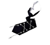 MZSKLW Cravate Noire Cravates pré-nouées for femmes, hommes, filles et garçons, style punk, chaînes, rivets, métal, uniformes scolaires, accessoires de cravate(Color 01)