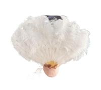 MZSKLW Grand éventail de Plumes, for Mariage, Carnaval, célébration, Spectacle de Danse du Ventre, décoration DIY, éventail à Plumes Roses, 13 os(White,100CM Right Hand)