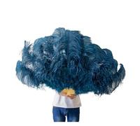 MZSKLW Grand éventail de Plumes, for Mariage, Carnaval, célébration, Spectacle de Danse du Ventre, décoration DIY, éventail à Plumes Roses, 13 os(Deep Blue,100CM Right Hand)