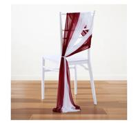 MZSKLW Lot de 10/50 Ceintures de Chaise en Mousseline Brillante 17 x 250 cm, Housses de Chaise de Mariage en Gaze, Ruban, décoration de Chaise d'allée de fête de Mariage(White and Wine Red,50pcs)