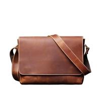 MZSKLW Sac à bandoulière rétro en cuir véritable for hommes, couche de tête en cuir de vache, Style croisé, grande capacité, sacoche décontractée(Retro Brown)