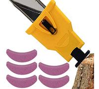 MZSM Affûteur de Tronçonneuse avec 5 Pierres d'affûtage Affûteuse de Chaîne de Tronçonneuse pour Guides de 14 à 20 Pouces et Barre de Scie à Chaîne à 2 Trous (Jaune)