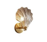 MZStech Applique Murale en Cristal et Laiton, Base Shell, Lampe Murale (Ambre)