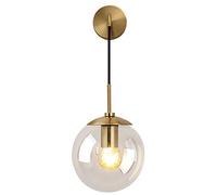 MZStech Industriel Vintage 15 cm Verre Globe Drop Applique Murale Chambre Couloir Applique Lumière Rétro Clair Verre Sphère Applique Murale (Clair)