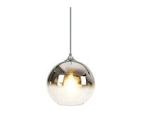 MZStech Lampe à suspension sphérique en verre de couleur dégradée, Suspension Luminaire en verre moderne basée sur des ampoules E27 (Argent, 20CM)