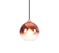 MZStech Lampe à suspension sphérique en verre de couleur dégradée, Suspension Luminaire en verre moderne basée sur des ampoules E27 (Or rose, 30CM)