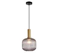 MZStech Lampe suspendue moderne, suspension en verre gris avec douille de suspension en cuivre doré