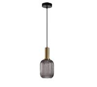 MZStech Lampe suspendue moderne, suspension en verre gris avec douille de suspension en cuivre doré
