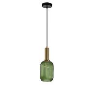 MZStech Lampe suspendue moderne, suspension en verre vert avec douille de suspension en cuivre doré