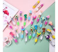 MZSX 40 pcs Mini Cartoon 4 Color Pen, 4-in-1 Stylo à bille rétractable, Idée de cadeau de papeterie pour les enfants, pour remplir les sacs de fête pour les filles, les styles sont aléatoires