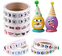 MZSX 5 rouleaux d'autocollants drôles, y compris les yeux, la bouche, la moustache, les nez, 5000pcs autocollants drôles de mini étiquettes de dessins animés, la décoration des carnets de notes