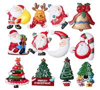 MZSX Aimants de Noël pour Réfrigérateur - 12 Décoratifs 3D Père Noël, Dessin d'Enfant, Tableau Blanc Magnétique, Carte, Bureau - Décoration de la Maison