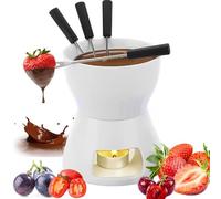 MZSX Ensemble de caquelon à Fondue au Fromage et au Chocolat, Ensemble Complet de Fondue au Fromage avec Bougie pour caquelon et 4 fourchettes, Mini caquelon à Fondue en Porcelaine, pour la Maison