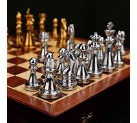 MZSX Jeu d'échecs Pliable, Metal Pur, Prime de Luxe, Jeux d'echec Chess Echequiers Pièces Grand pour Adulte Enfants échecs, Jeux Logique Tactique pour Enfants ou Adultes, Coffret Cadeau