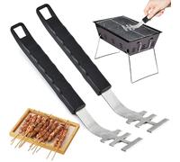 MZSX Lot de 2 lève-grilles en acier inoxydable, outil anti-brûlure, accessoire de barbecue pour grille en fonte et en acier inoxydable, accessoires pour barbecue, outil de barbecue universel
