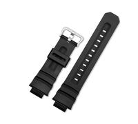 MZTZHVNVGK Bracelet En Résine Noire 16mm, Bande De Remplacement Homme, Compatible Avec Casio Compatible Avec G-SHOCK AW-591/590/5230/282B, AWG-M100/101, G-7700/7710(Silver Buckle)