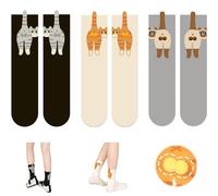mzvoo Chaussettes de Chat Mignonnes avec balles,Cute Cat Socks with Balls,des Chaussettes De Chat Drôles,Hosierrie Respirante,Chats imprimé Chaussettes Coton Hommes Femmes pour Amoureux Chats-A