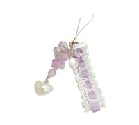 MZYFDC Chaine Telephone Portable Sangle de téléphone portable en ruban, nœud griffe chat, perle douce, lanière for étui, porte-clés voiture, sacs, décoration d'appareil photo(Purple)