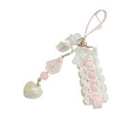 MZYFDC Chaine Telephone Portable Sangle de téléphone portable en ruban, nœud griffe chat, perle douce, lanière for étui, porte-clés voiture, sacs, décoration d'appareil photo(Pink)