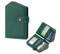 MZYFDC Étui de Passeport en Cuir Fin for Homme et Femme, Compatible avec Cartes de crédit, Cartes d'identité, espèces et Accessoires.(Dark Green)