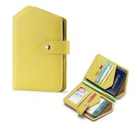 MZYFDC Étui de Passeport en Cuir Fin for Homme et Femme, Compatible avec Cartes de crédit, Cartes d'identité, espèces et Accessoires.(Yellow)