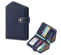 MZYFDC Étui de Passeport en Cuir Fin for Homme et Femme, Compatible avec Cartes de crédit, Cartes d'identité, espèces et Accessoires.(Blue)